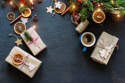 New year layout on dark background Foto stock