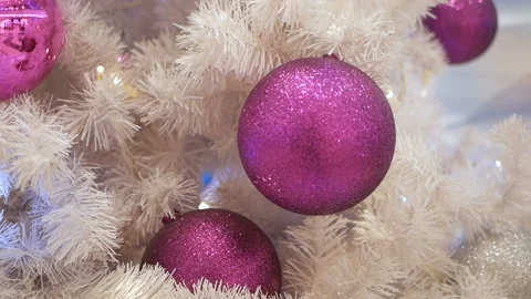 New year, light background. New Year mood, Christmas tree, Christmas tree toys.  Video stock 99257530