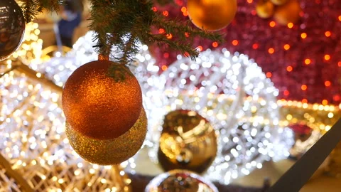 New year, light background. New Year mood, Christmas tree, Christmas tree toys.  Video stock 99260112