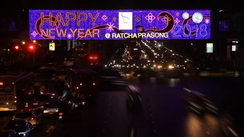 New year light at shopping district in Bangkok, Thailand. Stock Footage 85984498