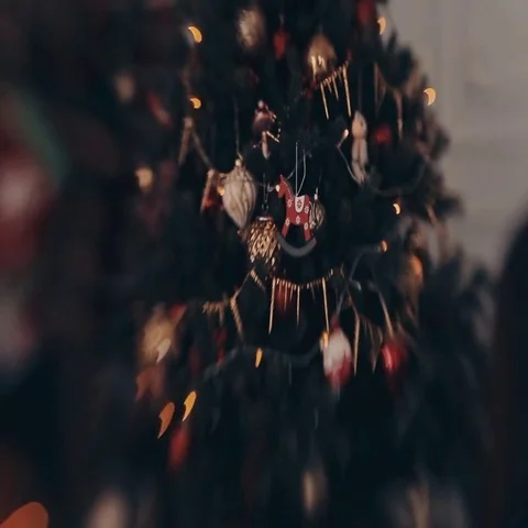 New Year lights in bokeh in the form of a crescent moon Video stock 69536013