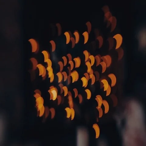 New Year lights in bokeh in the form of a crescent moon Stock Footage 69536294