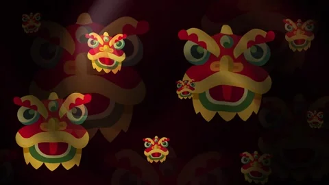 New Year Lion Dance Background Loop Stock Footage 309471413