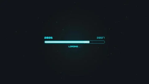 New year loading from 2026 to 2027 with futuristic digital progress bar ani.. Stock Footage 340570277