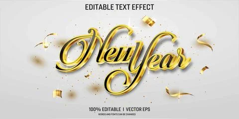 New year luxury  vector 3d text effect with modern style design Stock Illustration