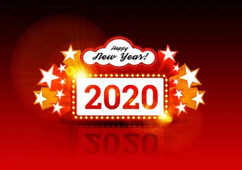 New Year marquee 2020. Vector illustration with stars Stock Illustration