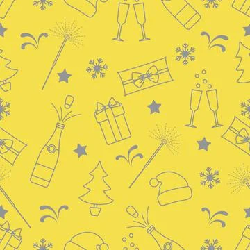 New Year Merry Christmas pattern gift, tree 스톡 일러스트