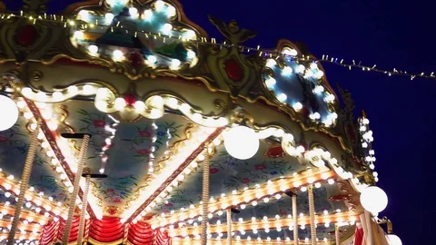 New Year merry go round in the city street. New Year theme. Stock Footage 100990862