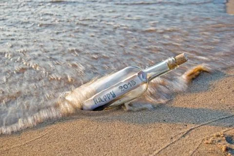 New year message in a bottle Stock Photos
