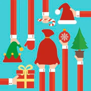New Year modern design flat set Stock Illustration
