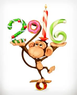 New Year, monkey vector icon Stock Illustration