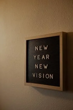 New year new vision black Letter board sign Stock Photos