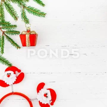 New Year or Christmas flat lay frame Stock Photos