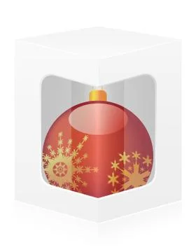 New year packing box with ball vector illustration Stock Illustration
