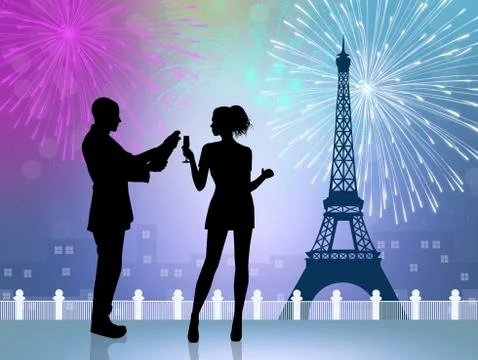 New Year in Paris 스톡 일러스트