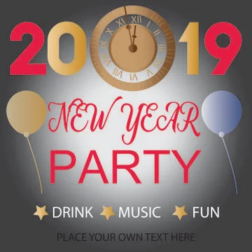 New Year Party 2019 Stock Illustration