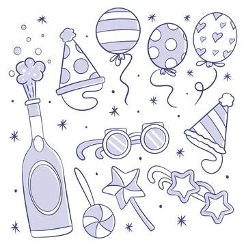 New year party collection elements Stock Illustration