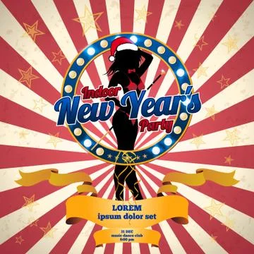 New Year party design. Vector template. Illustrazione stock