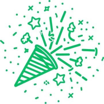 New year party doodle elements, party horns isolated over white background Stock Illustration