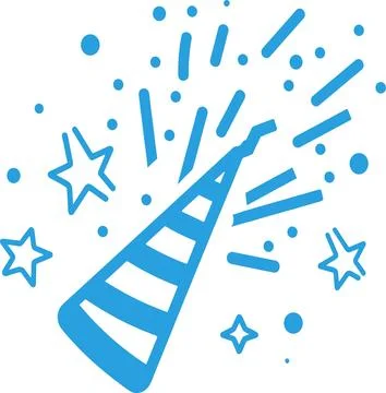 New year party doodle elements, party horns isolated over white background Stock Illustration