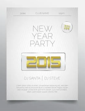 New year party flyer template - light design of gold and white Stock Illustration