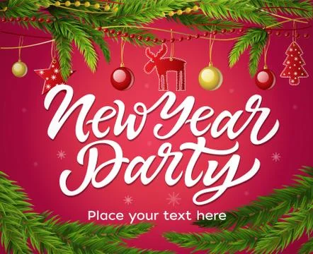 New Year party - modern vector realistic illustration with place for text Stock Illustration