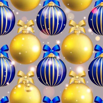 New year pattern with ball. christmas wallpaper with bow and ribbon. 스톡 일러스트