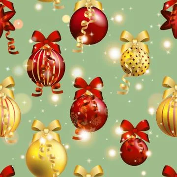 New year pattern with ball. christmas wallpaper with bow Stock Illustration