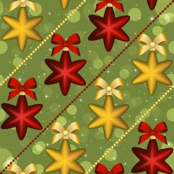 New year pattern with ball. christmas wallpaper with bow Stock Illustration