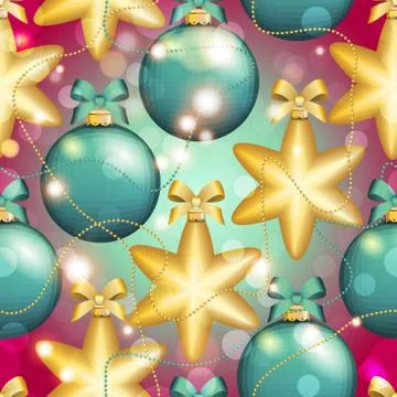 New year pattern with ball. christmas wallpaper Stock Illustration