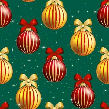 New year pattern with ball. christmas wallpaper with bow Stock Illustration