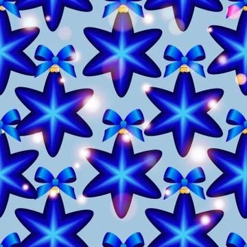 New year pattern with ball. christmas wallpaper with bow and ribbon. Stock Illustration