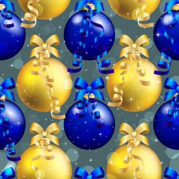 New year pattern with ball. christmas wallpaper with bow and ribbon. イラスト素材