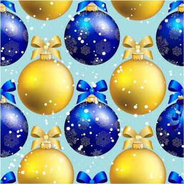 New year pattern with ball. christmas wallpaper with bow and ribbon. Stock Illustration
