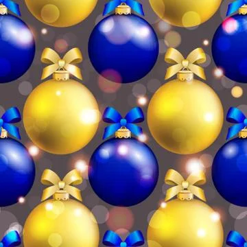 New year pattern with ball. christmas wallpaper with bow and ribbon. 스톡 일러스트