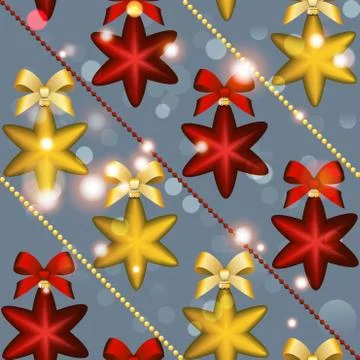 New year pattern with ball. christmas wallpaper with bow Stock Illustration