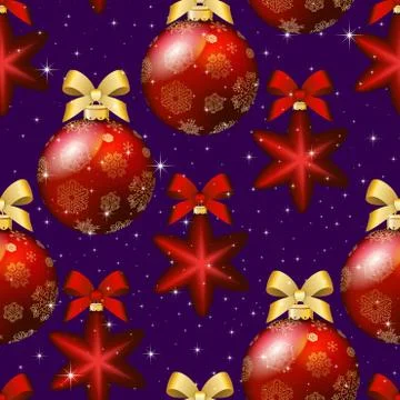 New year pattern with ball. christmas wallpaper with bow Ilustración de archivo