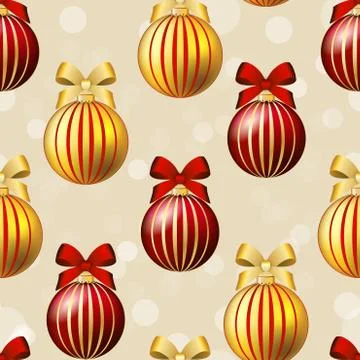 New year pattern with ball. christmas wallpaper with bow Stock Illustration