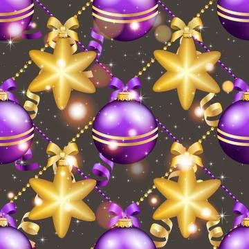 New Year pattern with ball. Christmas wallpaper Stock Illustration