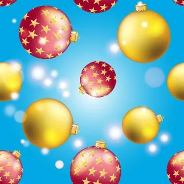 New Year pattern with Christmas ball. Sparkles and bokeh. Shiny and glowing Stock Illustration