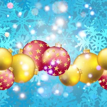 New Year pattern with Christmas ball. Sparkles and bokeh. Shiny and glowing Stock Illustration