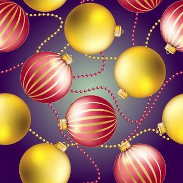 New Year pattern with Christmas ball. Sparkles and bokeh. Shiny and glowing Stock Illustration