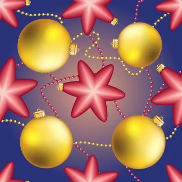 New Year pattern with Christmas ball. Sparkles and bokeh. Shiny and glowing Stock Illustration