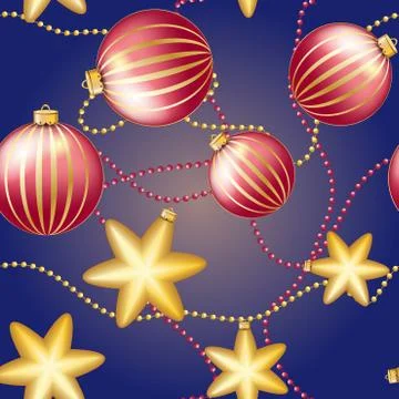 New Year pattern with Christmas ball. Sparkles and bokeh. Shiny and glowing Stock Illustration