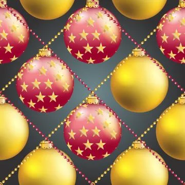 New Year pattern with Christmas ball. Sparkles and bokeh. Shiny and glowing Stock Illustration