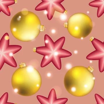 New Year pattern with Christmas ball. Sparkles and bokeh. Shiny and glowing Stock Illustration