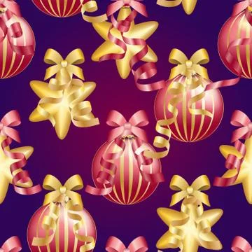 New Year pattern with Christmas ball. Sparkles and bokeh. Shiny and glowing Stock Illustration