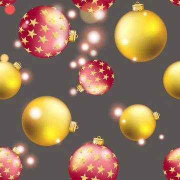New Year pattern with Christmas ball. Sparkles and bokeh. Shiny and glowing Stock Illustration