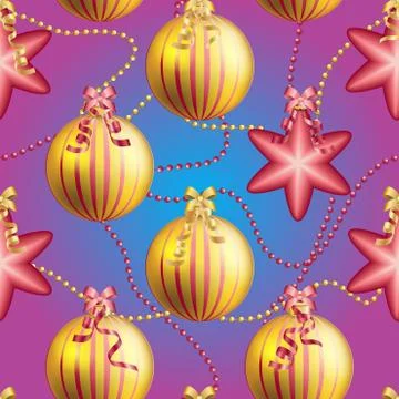 New Year pattern with Christmas ball. Sparkles and bokeh. Shiny and glowing Stock Illustration