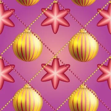 New Year pattern with Christmas ball. Sparkles and bokeh. Shiny and glowing Stock Illustration